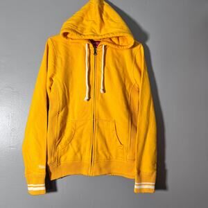 Mitchell & Ness Women’s Yellow Hoodie M full Zip Distressed Script Logo
